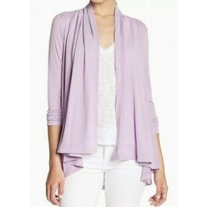 Gibson Lavendar Ribbed Drape Cardigan*